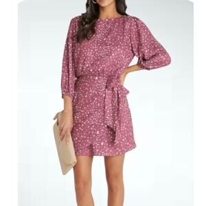 Vici Collection Mauve Dot Faux Wrap Side Tie Mini Dress women’s size small NEW